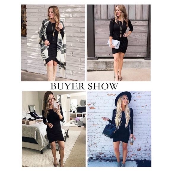 BTFBM Black Ruched Asymmetrical  Bodycon Mini Dress – NWT Size Small - Picture 4 of 13